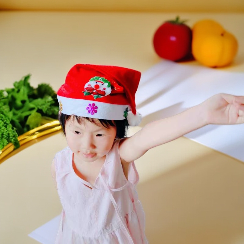 Nueva decoración de Navidad pequeño regalo LED luminoso sombrero de Navidad no tejido de felpa para niños sombrero de Navidad adulto