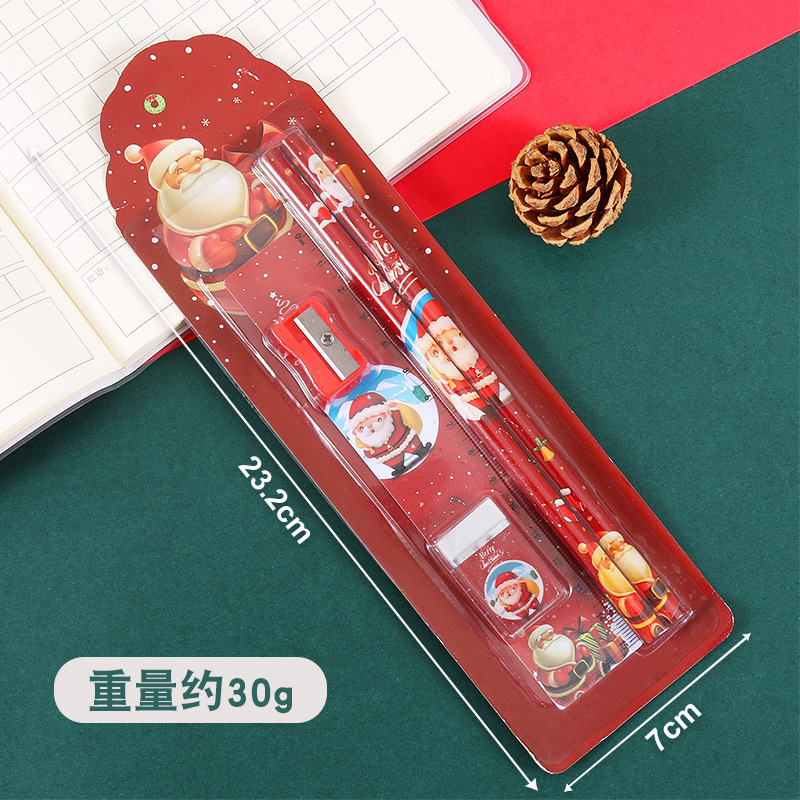 Lápiz de Navidad transfronterizo dibujos animados lindo lápiz en caja 6 piezas con borrador lápiz HB regalo de Navidad al por mayor