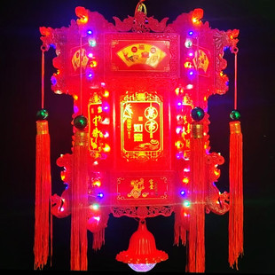 中式仿古六角龙灯 LED旋转灯笼七彩宫灯走马灯吊灯阳台新年挂饰品-阿里巴巴