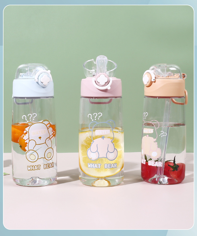 Dibujos animados lindo bouncing pajita copa de agua regalo verano 2023 nuevo fitness deportes taza de plástico una pieza para el cabello pic 16