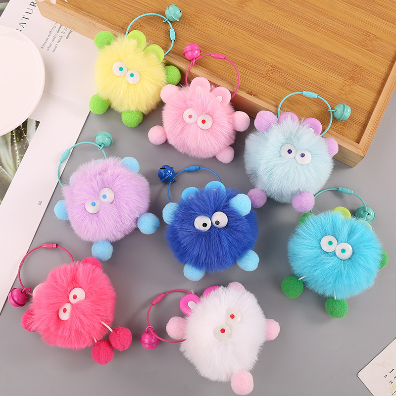 Cute Ugly Things Small Coal Ball Car Keychain Hanger DIY Cartoon Elf Plush Pendant Bag Accessories