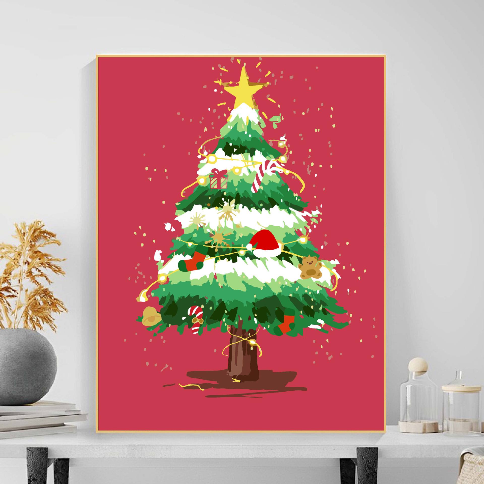 Suministro directo de fábrica bricolaje pintura al óleo digital árbol de Navidad lleno de mano sala de estar dormitorio decoración pintura al óleo acrílico al por mayor