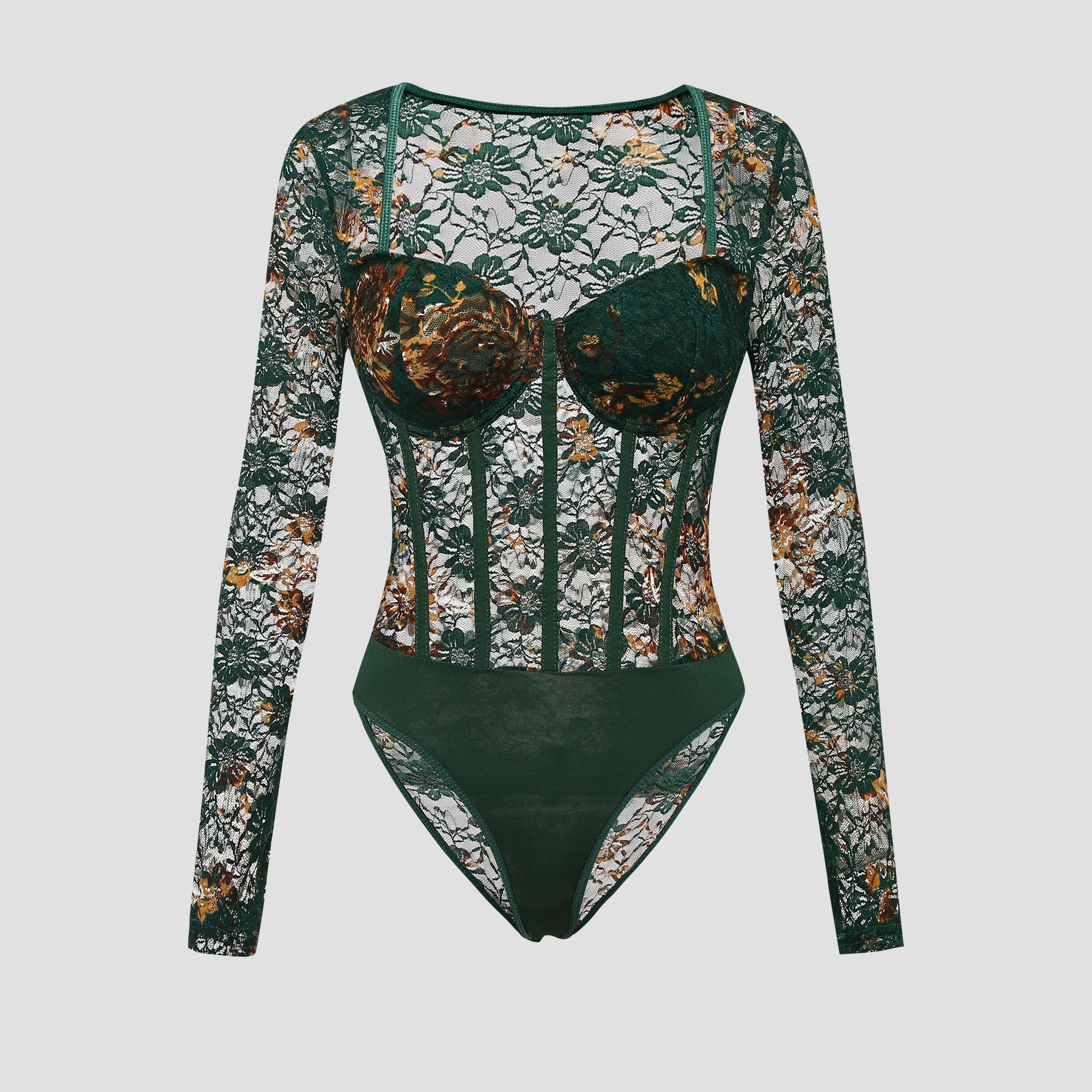 Европейские и американские осенние и зимние ретро темпераментные цветы кружевные стальные кольца с длинными рукавами