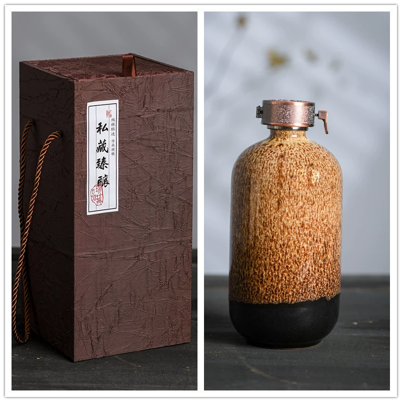 Pocket flask for home use, wine bottle, gift box, ceramic set sealed, 500 ml