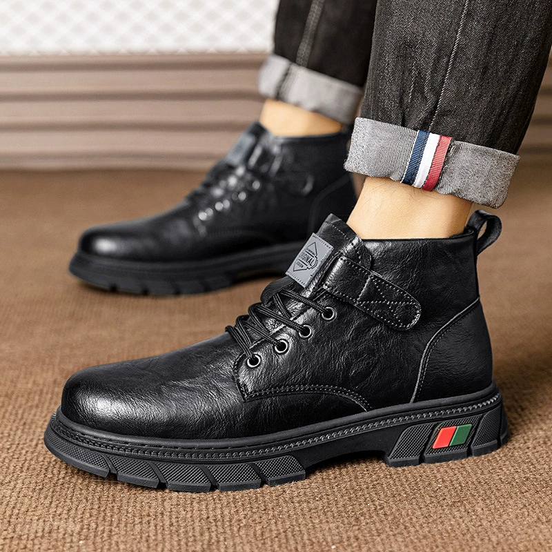 Мужские туфли Cardile из крокодиловой кожи, ботинки Martin, осенние и зимние ботинки с высоким верхом и толстой подошвой, мужские кожаные туфли с толстой подошвой, увеличивающие рост.