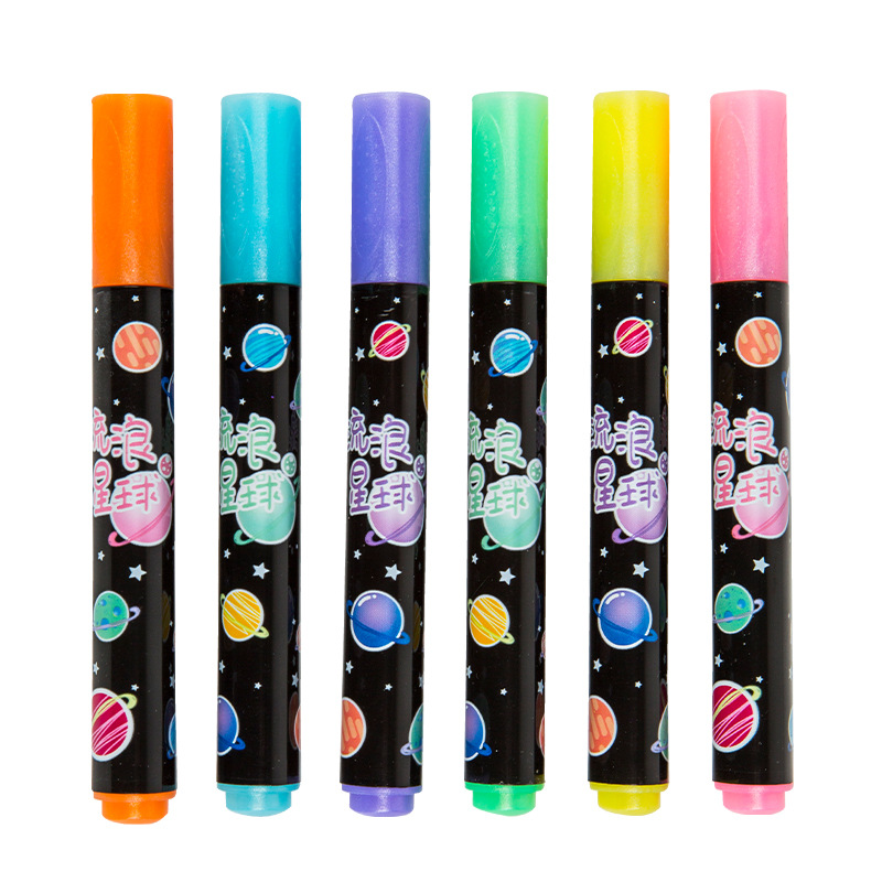 H803-6 colores 6 planeta highlighter niños DIY graffiti pluma estudiante pluma gran capacidad de dibujos animados rotulador pluma