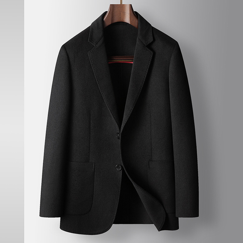 Men's Clothing wool light luxury business single middle aged and young people solid color double sided wool suit jacket_voghion.com