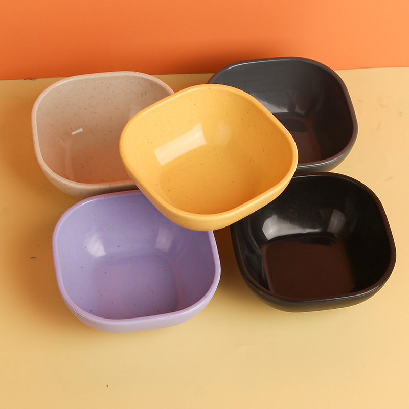 Wheat straw household dipping sauce seasoning bowl hot pot shop string incense bowl chicken seasoning square plastic small Bowl