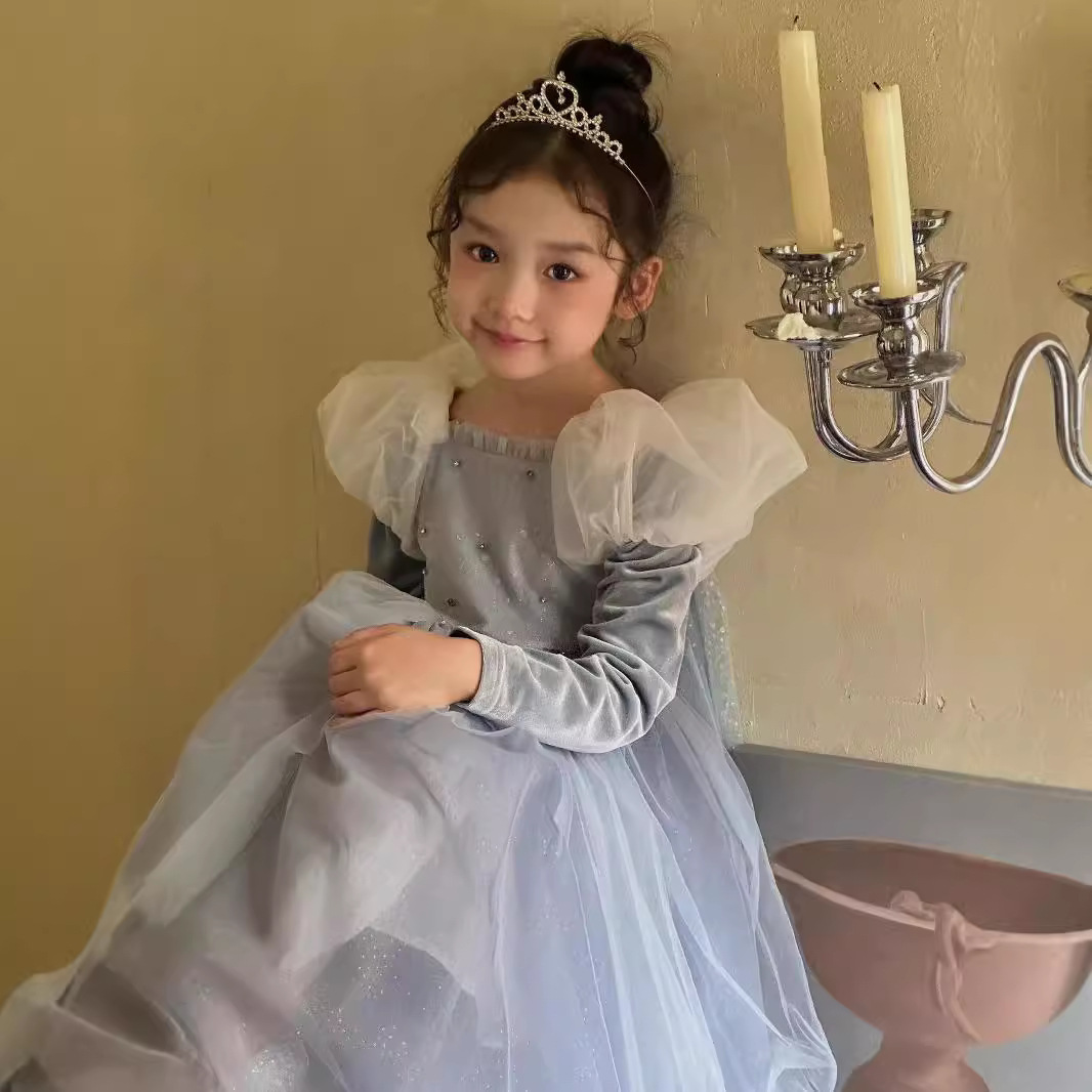 YYBR Original Baby Stylize Bubble Sleeve Princess Dress Girls Mesh Dress dress New Style Mesh Dress