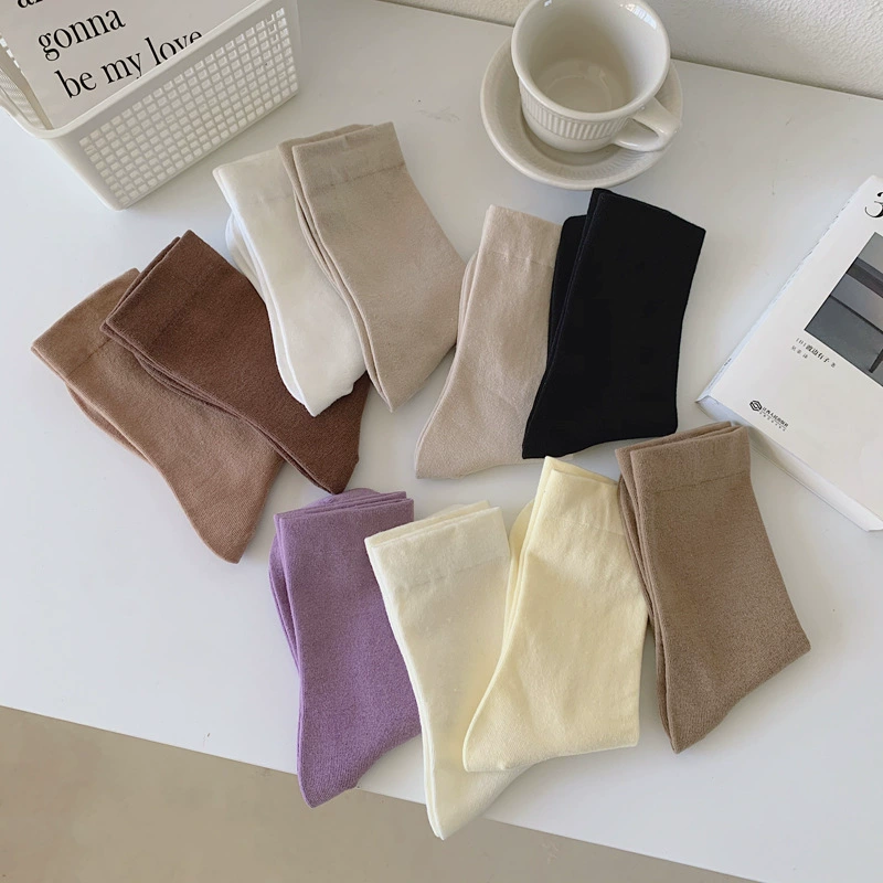 Трендовые демисезонные цветные японские белые носки для беременных, средняя длина