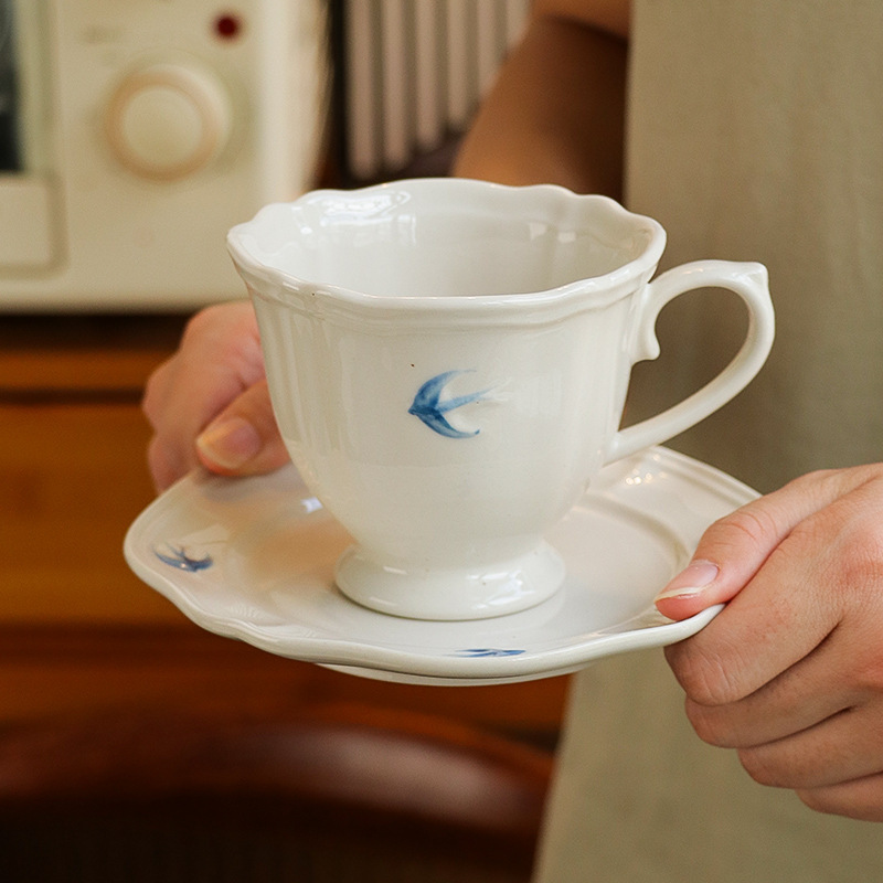Vintage Ins Japanese-style Swallow Coffee Cup Ceramic Mug for Women Personal High-grade Exquisite Office Men