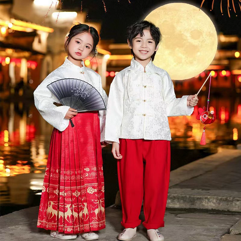 Детская китайская одежда в китайском стиле, юбка с конским лапшой