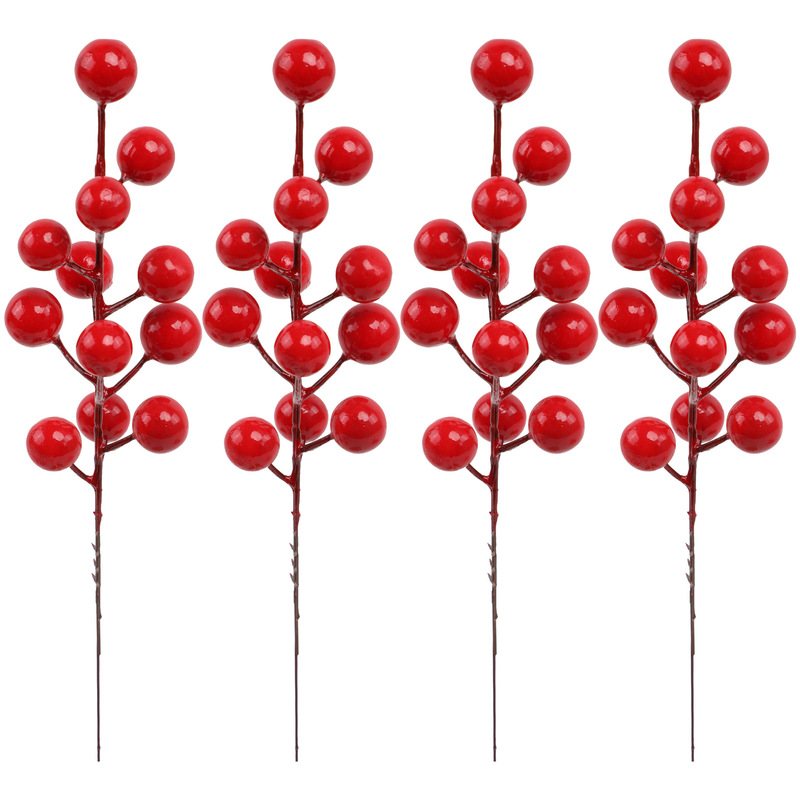 Simulated Red Fruit Fortune Fruit Red Berry Simulated Holly Fruit Christmas and Spring Festival Cuttings Home Decoration Accessories Wholesale