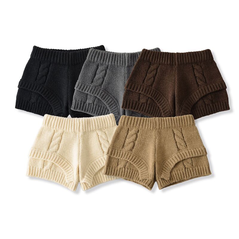 Cross-Border Women's Clothing Wholesale American Hot Girl Knitted Wool Shorts Women's Versatile Slimming Look Casual Super Shorts