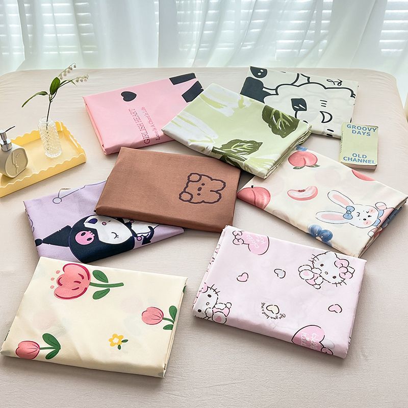 Ins Style Washed Cotton Bed Sheets Single Piece Princess Style Single Kidsren's Bed Sheets Student Dormitory Double Bedroom Pillowcase