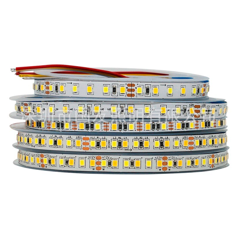 Светодиодная лента 2835 низковольтная самоклеящаяся, 12В двухцветная, 24В, 120 светодиодов, трехрядная, пятирядная, высоковольтная светодиодная лента
