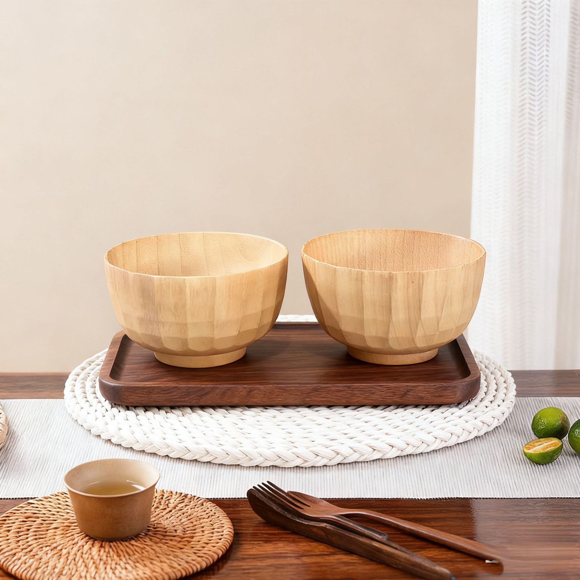 Factory Direct Sales Turtle Shell Round Bowl Wooden Bowl Japanese Style Children's Rice Bowl Baby Household Bowl Salad Mixing Wooden Rice Bowl