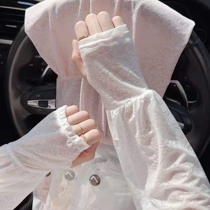 優しい妖精スタイルのレース日焼け止めアイススリーブ薄い運転日焼け止めルーズスリーブ女性のアイスシルクスリーブ夏通気性|undefined