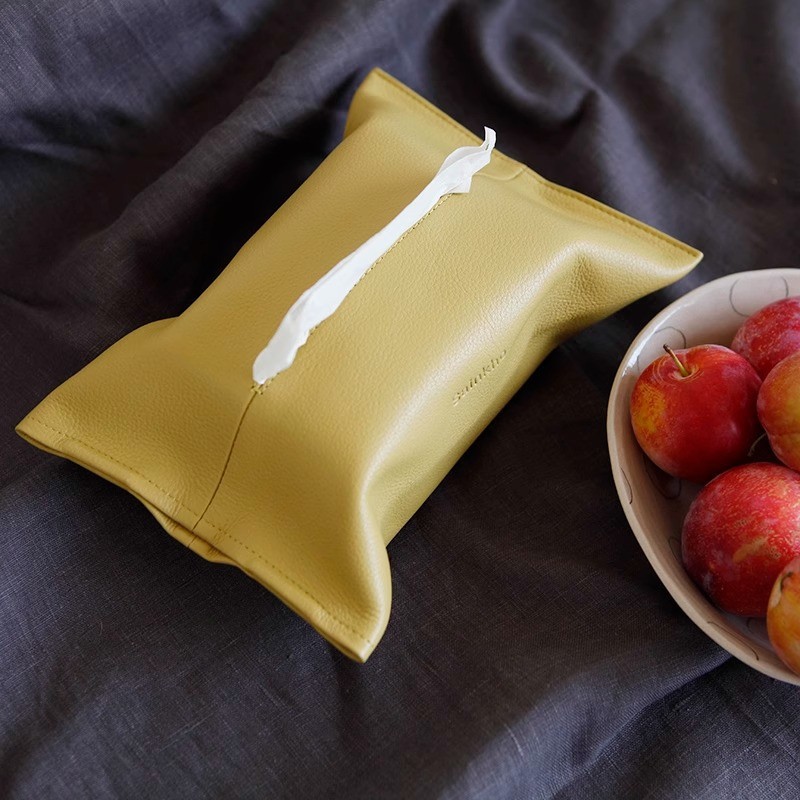 Leather Tissue Box Leather Tissue Storage Car Tissue Box Creative Seat Strap Car Hanging Tissue Paper