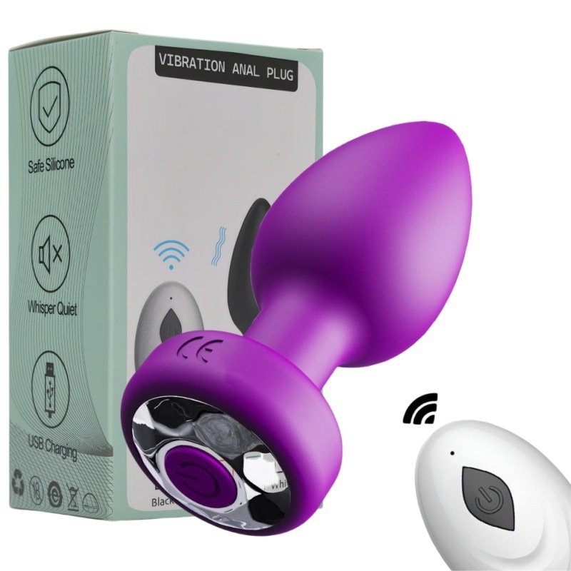 White diamond anal plug purple (remote control version) boxed silver bottom