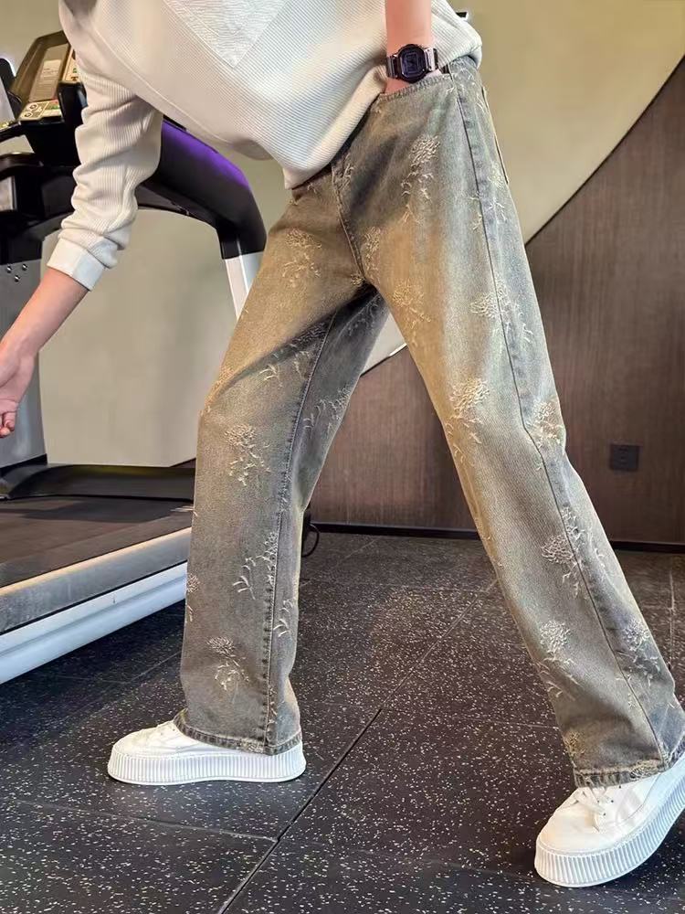 Men's Clothing Men's Retro Style High-End Slimming Jeans Cool Edgy Curved Leg Loose Straight Leg Casual Pants_mkmklike.com