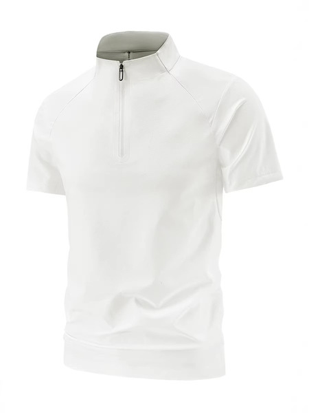 Elastic quick dry T-shirt with zipper for gym for leisure