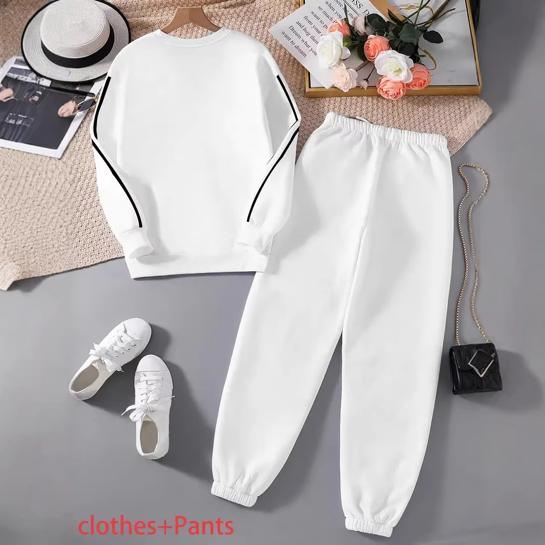 Women's Fleece Lined Tracksuit Long Sleeved Autumn Winter Fashion Letter Print Casual Set_ecoleips.com