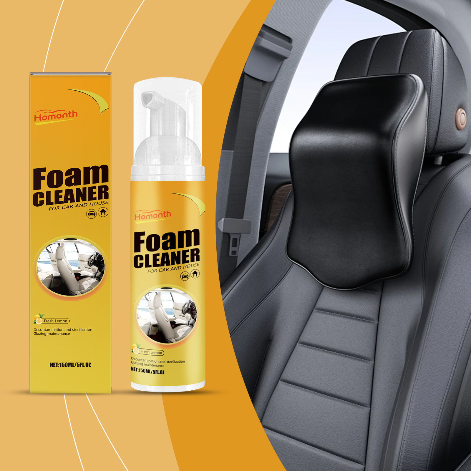 Homonth Multi-Purpose Foam Cleaner Car Interior Seat Steering Wheel Stain Cleaning Agent