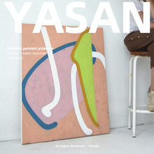 YASAN 抽象彩色丙烯油畫客廳沙發背景牆裝飾畫純手繪簡約卧室掛畫