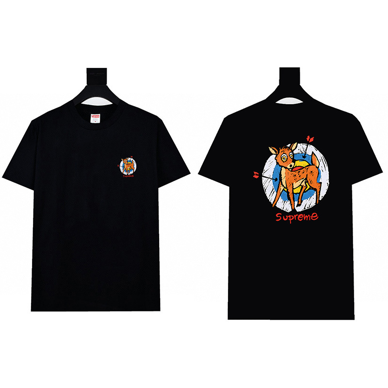 ヘビーウェイトクロスボーダー アメリカンファッション Supreme レタープリント Tシャツ BOX ラウンドネック 半袖 メンズ レディース ゆったり カジュアル Tシャツ 男女兼用|undefined