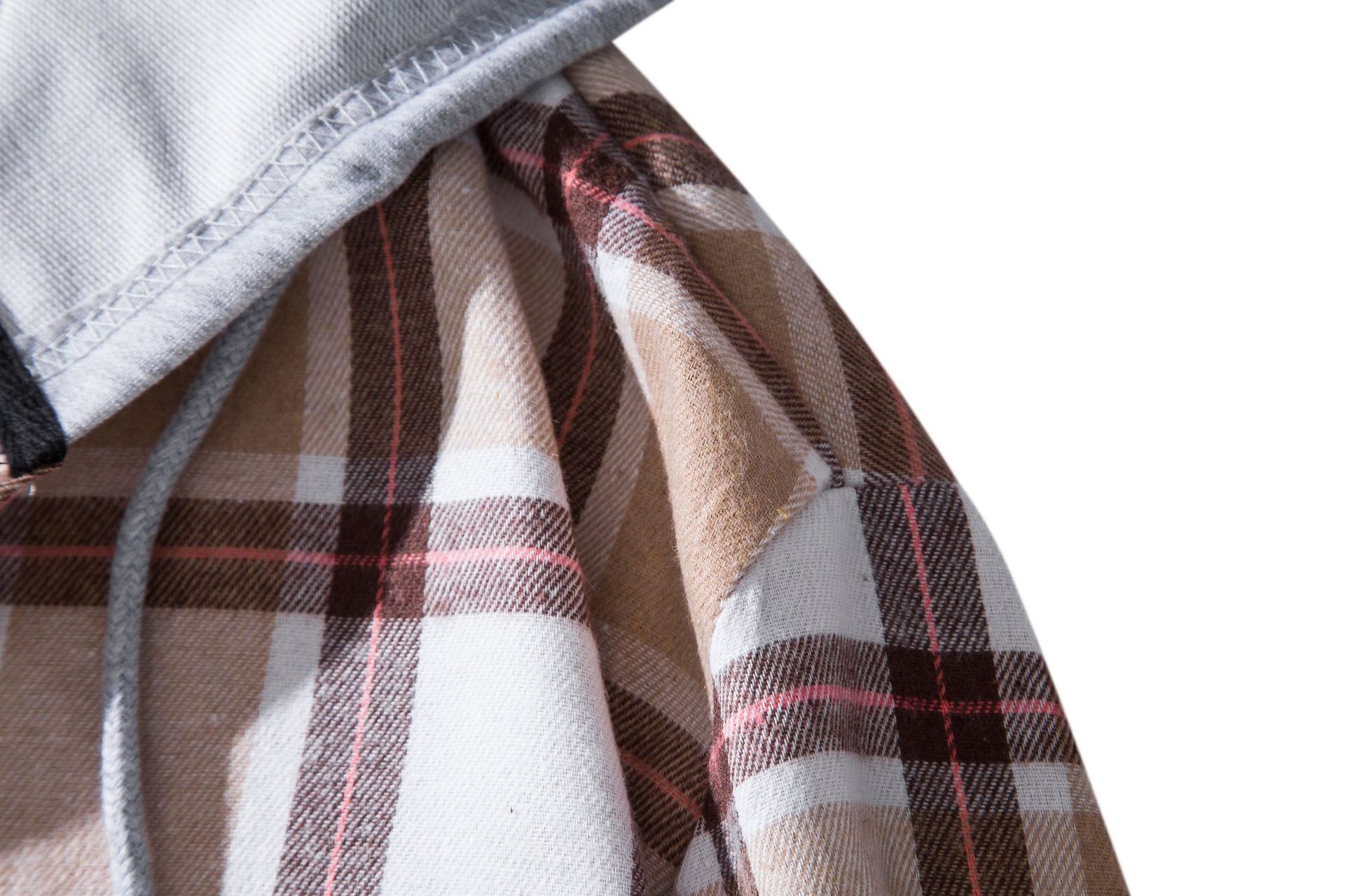 Herren Flanellhemd Mit Kapuze Kariertes Oversized Freizeithemd_voghion.com