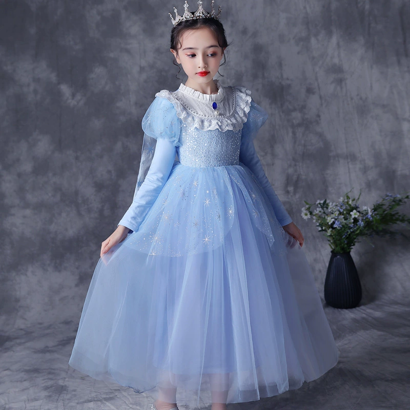 Новое весеннее платье для девочек в стиле принцессы Эльзы из Frozen, платье для маленьких девочек, трехмерная посадка