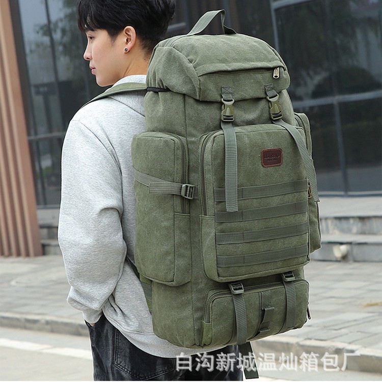 Foreign Trade Travel Bag Outdoor Mountaineering Canvas Bag Large Capacity Men's Backpack Men's Simple Wear-Resistant Breathable Backpack Men's