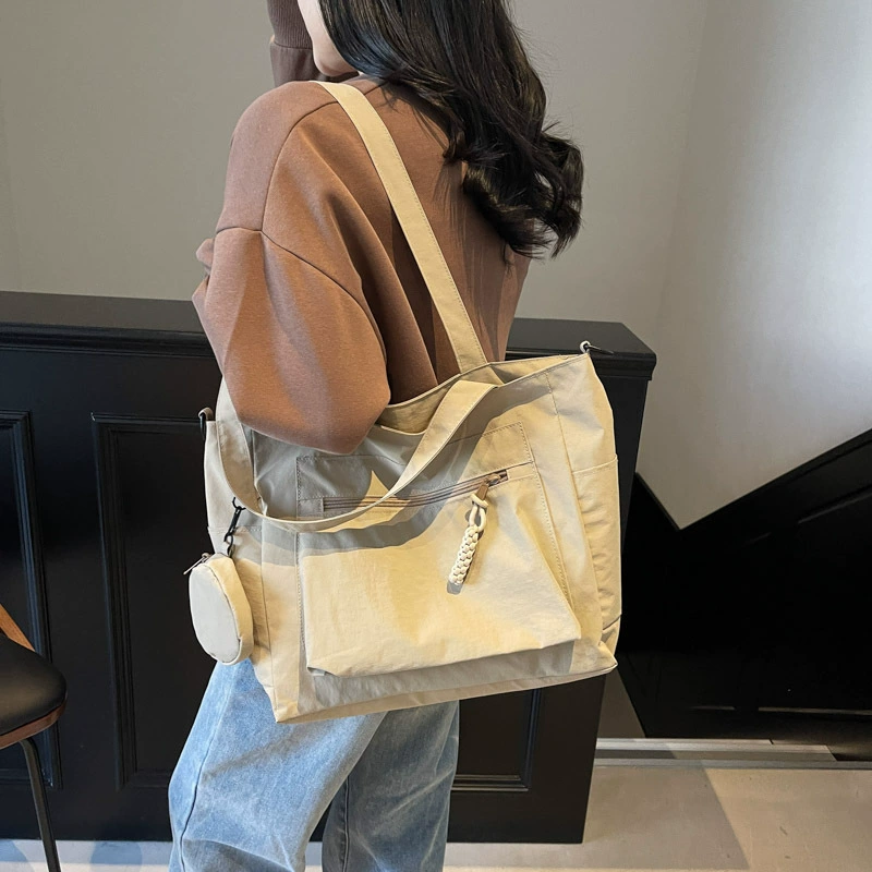 Nylon capacious shoulder bag for leisure, backpack