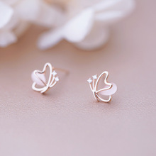 s 925纯银甜美蝴蝶耳钉气质猫眼石日韩2021年春夏新款潮饰品礼物