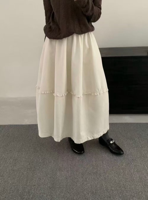 高智淡人松弛感韩系花边设计感小众半身裙女气质慵懒秋长裙子ZHP8|undefined