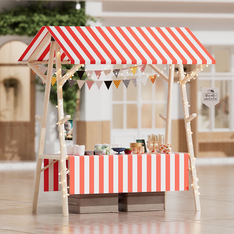 가성비 빨간색과 흰색 천장 + 빨간색과 흰색 식탁보 + 무료 램프 업그레이드 버전 127*60*200