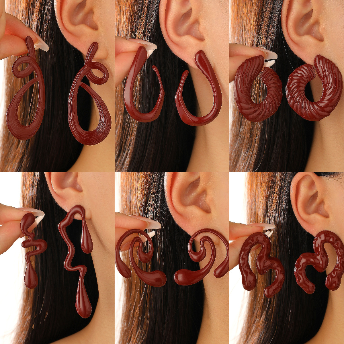 retro demi-season small design geometric earrings