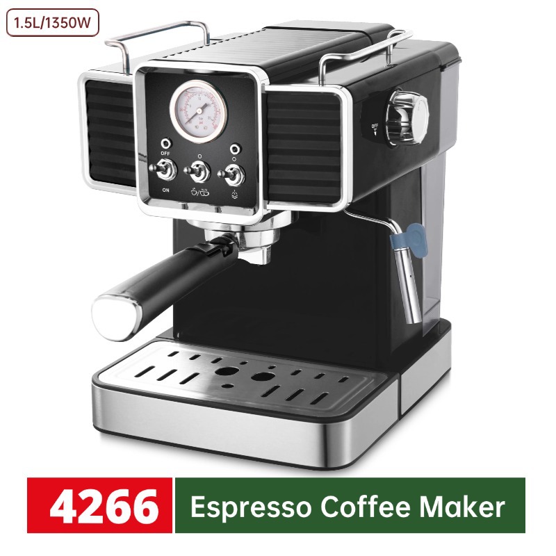 1.5L semiautomático máquina de café espresso tipo de presión de cuerpo de acero inoxidable máquina de café espresso electrodomésticos transfronterizos