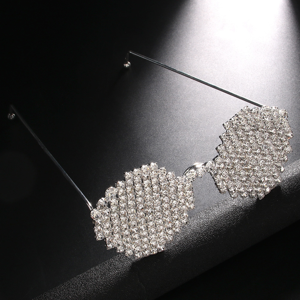 Cross-Border moda rhinestone gafas Marco europeo y americano exagerado hip hop fiesta cara joyería ojo marco