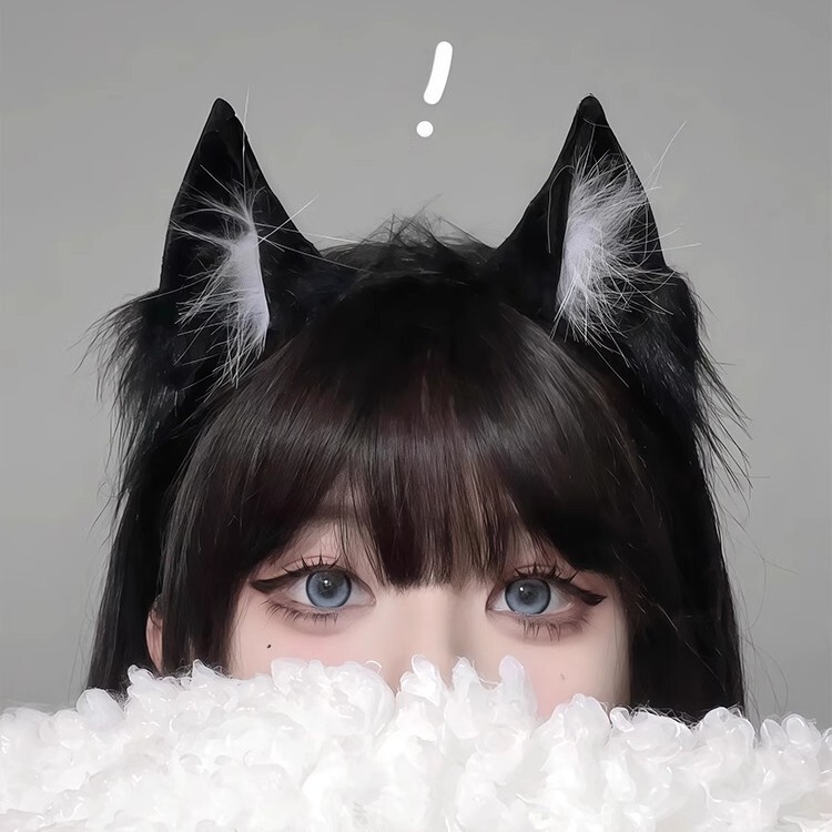 Cat Ear Headband Female Cos Artificial Stereo Animal Ears Kc Cute Plush Ears Face Wash Headband Lolita Hair Accessories Black