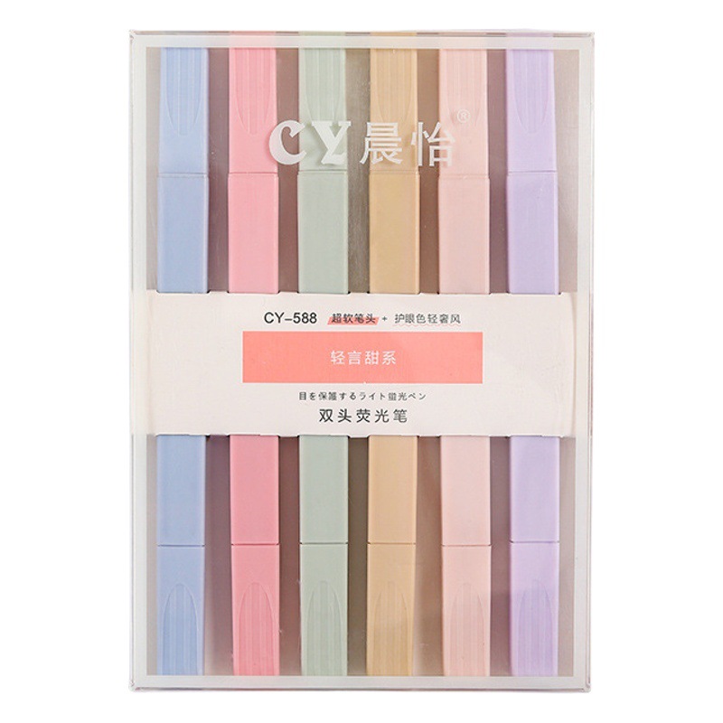 Pluma fluorescente al por mayor Morandi color traje mano cuenta pluma estudiante clave marca número color cabeza suave pluma fluorescente en caja