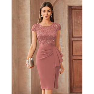 N 3322 Sequin lace bodycon dress ��Ƭ�ٽz����ȹ�羳
