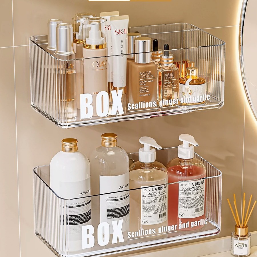 Bathroom Mirror Cabinet storage box bathroom cosmetics lipstick perfume storage rack dresser cabinet wall hanging organizing box
