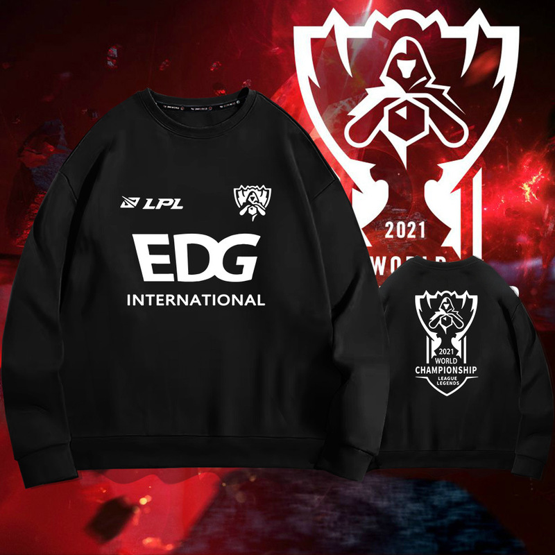 EDG autumn round neck sweater pullover European and American style trendy loose long sleeve fashion casual printed coat Y