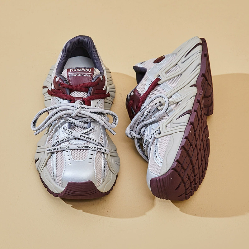 Европейская сеть красной обуви папы женская волна 2025 новая корейская модная тенденция спортивная обувь на толстой подошве