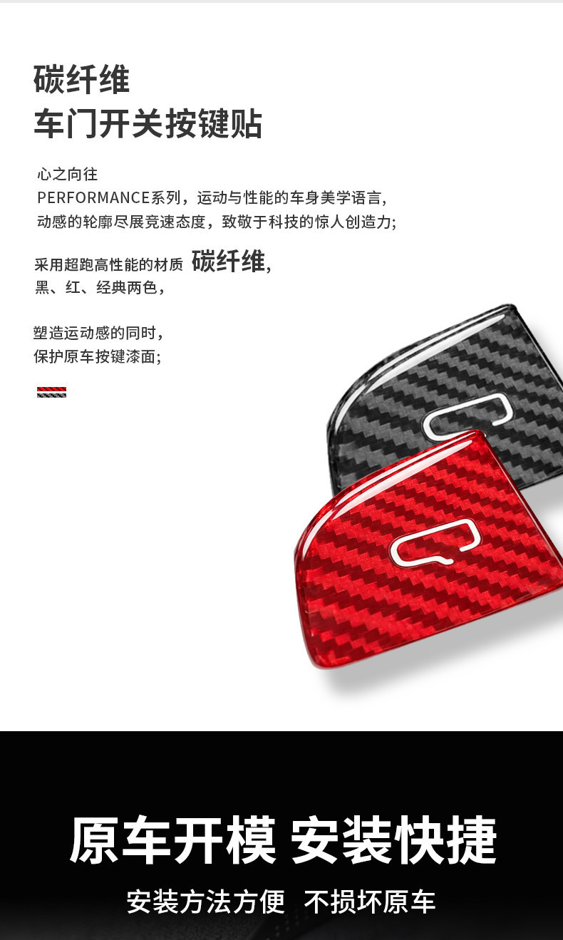 Suitable for Tesla 19-25 model Y/3 carbon fiber door button sticker switch protection sticker interior modification