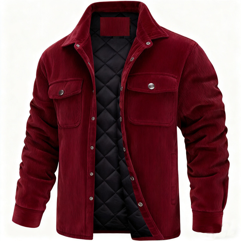 European and American Cross-Border Corduroy Men's Cotton Coat Amazon Long-Sleeved Lapel Single-Breasted Cotton Warm Striped Men's Coat European and American Cross-Border Corduroy Men's Cotton Coat Amazon Long-Sleeved Lapel Single-Breasted Cotton Warm Striped Men's Coat