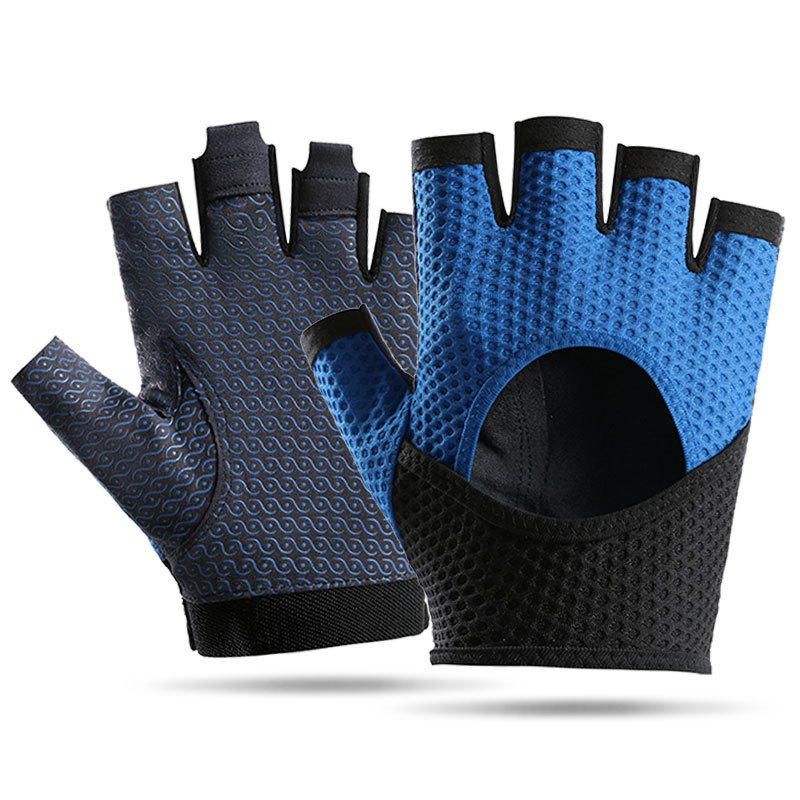 Guantes de fitness para hombres y mujeres, medio dedo, deportes al aire libre, antideslizante, resistente al desgaste, amortiguador suave, barra horizontal, guantes antideslizantes para montar