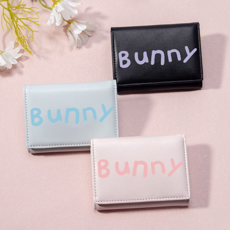 Ins cartera encantadora impresión de cuero pu botón bolso de bolso corto Bunny bolso de tarjetas de moda bolso de cambio